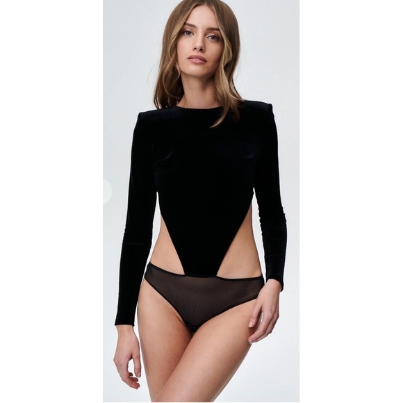 NWT Undress Code Calling You Bodysuit Velvet Thong  Black Size Large Sexy - Picture 1 of 7